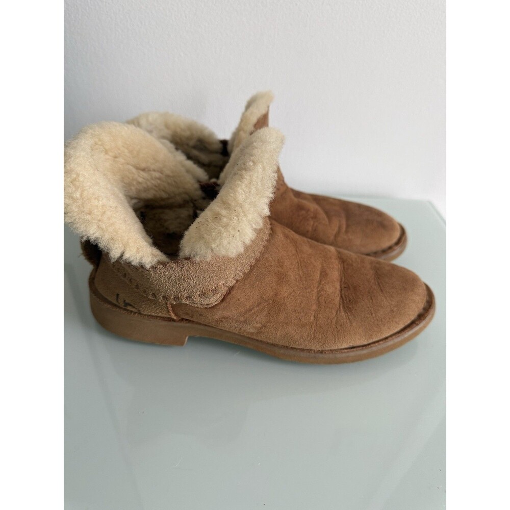 ✿ UGG Australia Shearling Ankle Boots Chestnut Brown Winter Cozy Size US 8